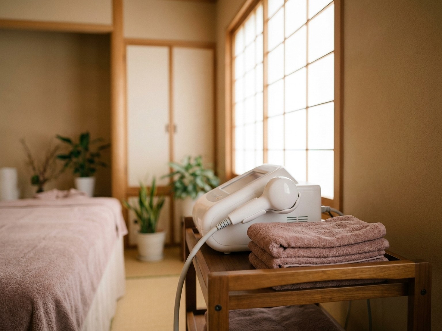 オールハンドのバストケアを行う施術ベッド